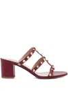 Valentino Rockstud Caged 60 Leather Sandal In Burgundy