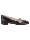 Valentino Embellished Leather Mary Jane Flats In Black