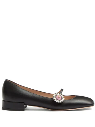 Valentino Garavani Mary-jane Ballerina Shoes In Black/pink