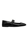 Valentino Garavani Vlogo Locker Mary-jane Ballerina In Eel With Flower Application Woman Black 37.5 In Black
