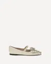 Valentino Mary-jane Bowow Ballerina In Kidskin With Studs In White