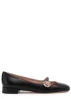 Valentino Embellished Leather Mary Jane Flats In Black