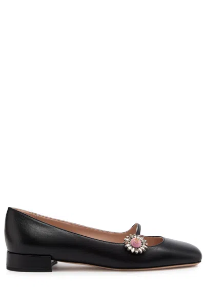 VALENTINO GARAVANI VALENTINO MARY JANE EMBELLISHED LEATHER BALLET FLATS