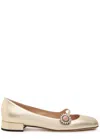 Valentino Mary Jane Metallic Leather Ballet Flats In Silver