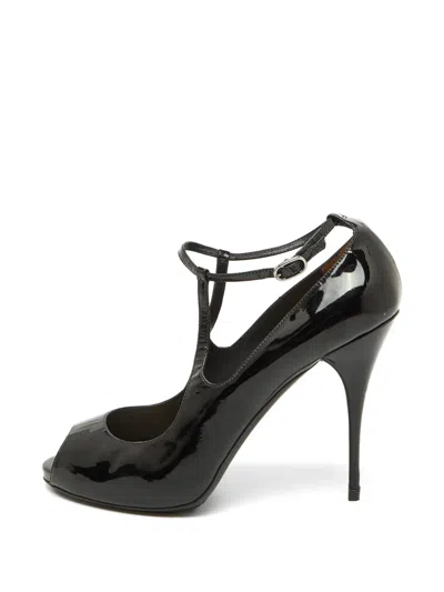 Pre-owned Valentino Garavani Mary Jane Peep-toe Pumps In Black