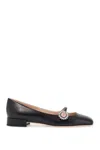 Valentino Embellished Leather Mary Jane Flats In Black