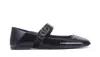 Valentino Garavani Vlogo Locker Mary-jane Ballerina In Eel With Flower Application Woman Black 37.5 In Black