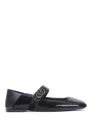 Valentino Garavani Vlogo Locker Mary-jane Ballerina In Eel With Flower Application Woman Black 37.5 In Negro
