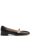 Valentino Embellished Leather Mary Jane Flats In Schwarz