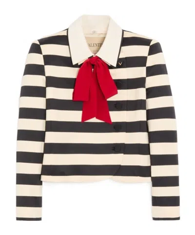 Valentino Maxi Barre Cotton Satin Jacket In Red