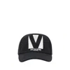 Valentino Garavani Black Hat With Logo On The Front In Cotton Man