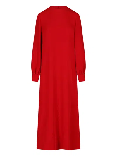 Valentino Maxi Silk Dress With Shawl In Red