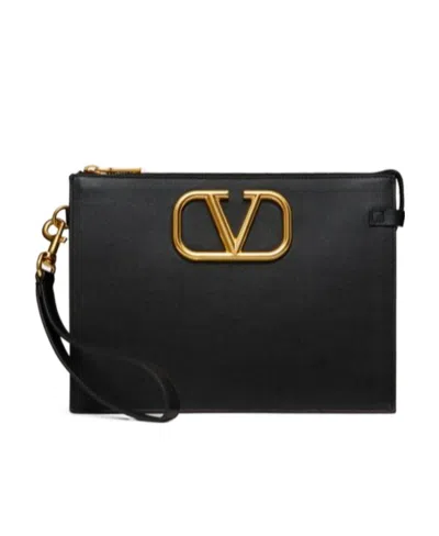 Valentino Garavani Maxi Vlogo Clutch In Black