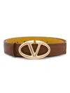 Valentino Maxi Vlogo Leather Belt In Brown