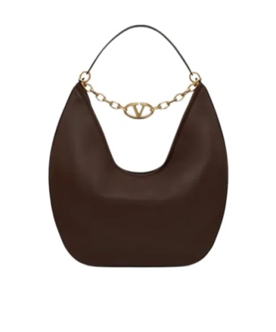 Valentino Garavani Maxi Vlogo Moon Shoulder Bag In Black