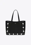 Valentino Nellcôte Medium Shopping Bag In Garnet Calfskin In Black
