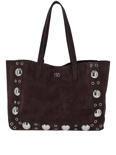 Valentino Garavani Media Tote Bag In Brown