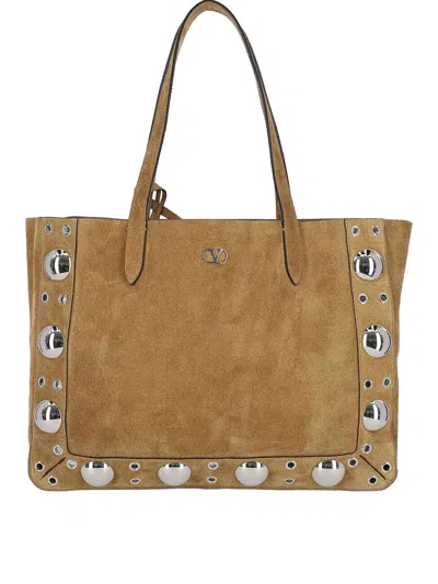 Valentino Garavani Media Tote Bag In Brown