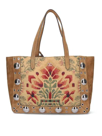Valentino Garavani Media Tote Bag In Brown