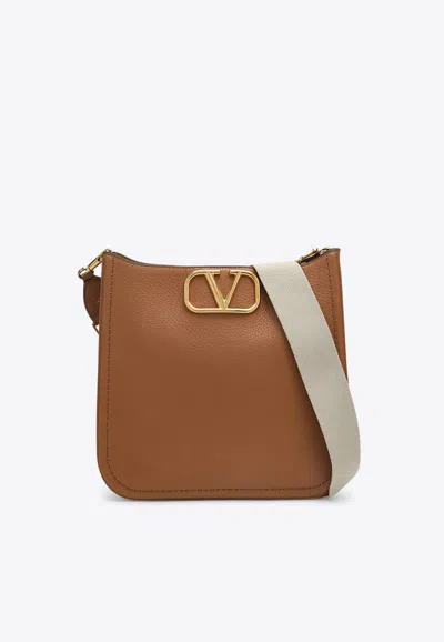 Valentino Garavani Medium Alltime Grained Leather Shoulder Bag In Brown