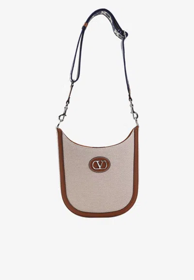 Valentino Garavani Medium Antibes Canvas Crossbody Bag In Beige