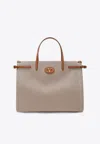 Valentino Antibes Big Shopping Bag With Adjustable Side Straps In Natural