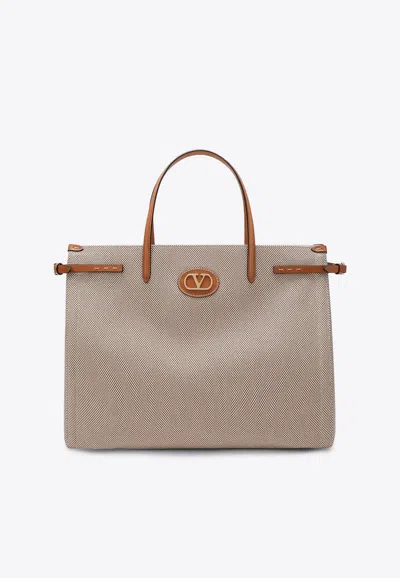 VALENTINO GARAVANI MEDIUM ANTIBES CANVAS TOTE BAG