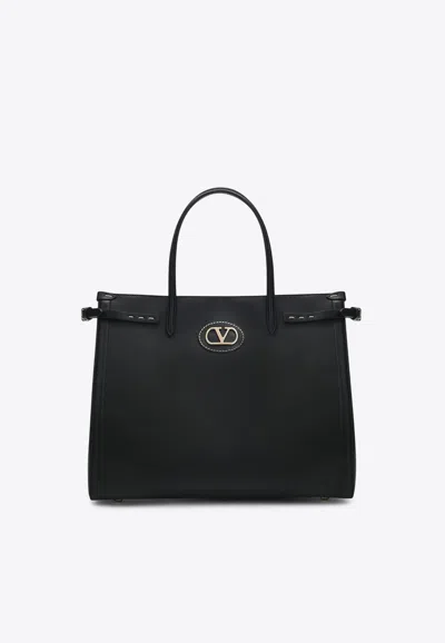 VALENTINO GARAVANI MEDIUM ANTIBES LEATHER TOTE BAG