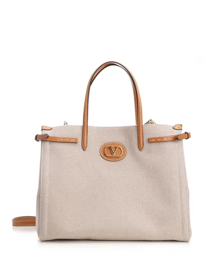 Valentino Garavani Women's Medium Antibes Canvas Tote Bag In Cream