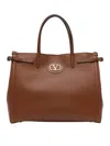 Valentino Medium Antibes Shopping Bag Leather Model In Marrón