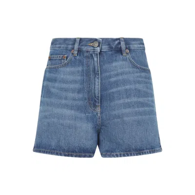 Valentino Medium Blue Cotton Denim Shorts