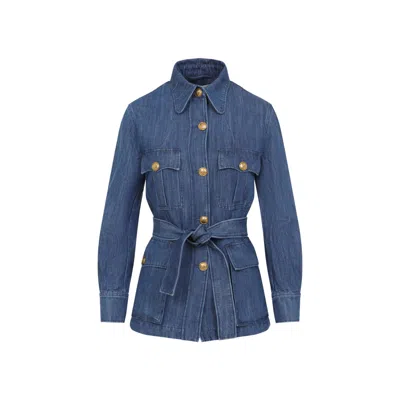 VALENTINO VALENTINO MEDIUM BLUE DENIM COTTON JACKET