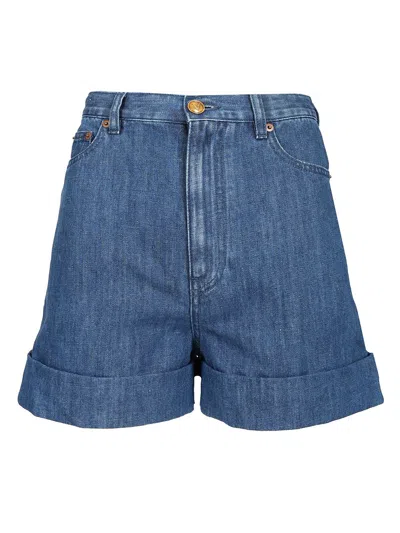 Valentino Denim Shorts With Back Pockets And Belt Loops In Blue