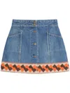 Valentino Garavani Denim Mini Skirt With Jacquard Trim