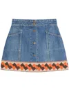 Valentino Garavani Denim Mini Skirt With Jacquard Trim