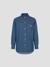 Valentino Medium Blue Denim Solid Shirt In Med Blue Denim