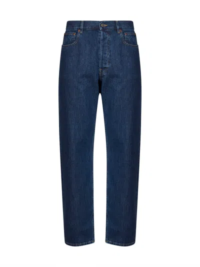Valentino Medium Bue Cotton Denim  Jeans With Vgold In Blue
