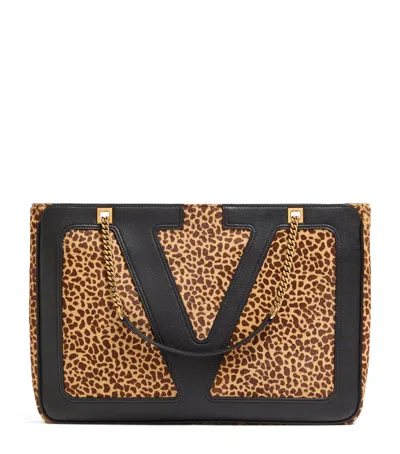 Valentino Garavani Medium Calf Hair Viva Superstar Tote Bag In Brown