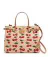 Valentino Garavani Garavani Antibes Medium Shopping Bag In Jacquard Raffia With Cherryfic Motif Woma