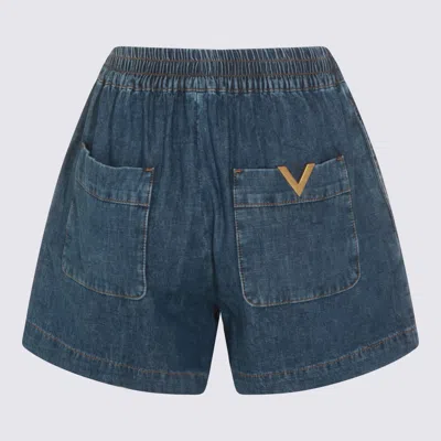 Valentino Medium Denim Vlogo Shorts In Blue