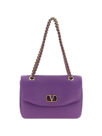 Valentino Garavani Djuna Medium Chain Bag In Nappa Leather In Purple