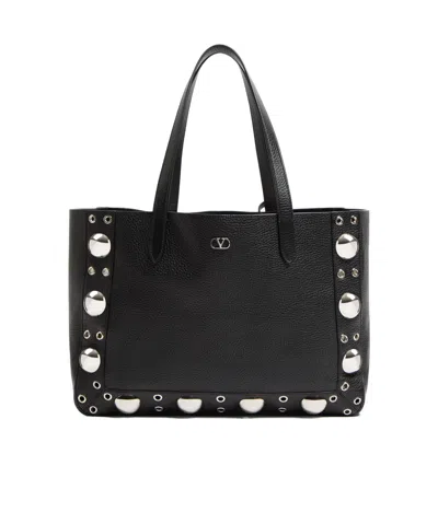 Valentino Garavani Medium Double Handle Shoulder Bag In Black