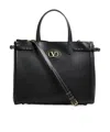 Valentino Garavani Black Leather Medium Antibes Tote Bag In Black