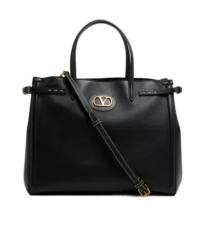 Valentino Garavani Medium Double Handle Shoulder Bag In Black