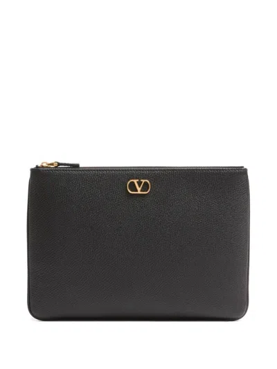 Valentino Garavani Medium Flat Pouch Handbag In Black