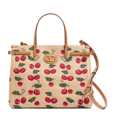 VALENTINO GARAVANI VALENTINO ANTIBES CHERRY PATTERNED MEDIUM TOTE BAG