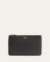 Valentino Medium Grain Leather Flat Pouch Bag In Black