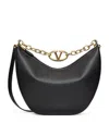Valentino Medium Leather Vlogo Moon Shoulder Bag In Black