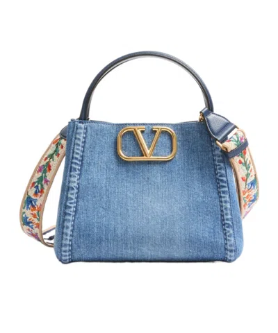 Valentino Garavani Medium Logo Crossbody Bag In Blue