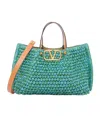 Valentino Structured Raffia Tote Bag With Adjustable Strap In Green